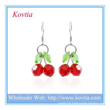 China wholesale sterling silver jewelry crystal cherry shape pendant earring